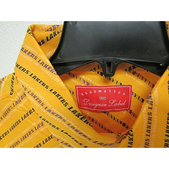 NBA Los Angeles Lakers Gold Button Up Dress Shirt by Headmaster Designer Size XL - Picture 6 of 8